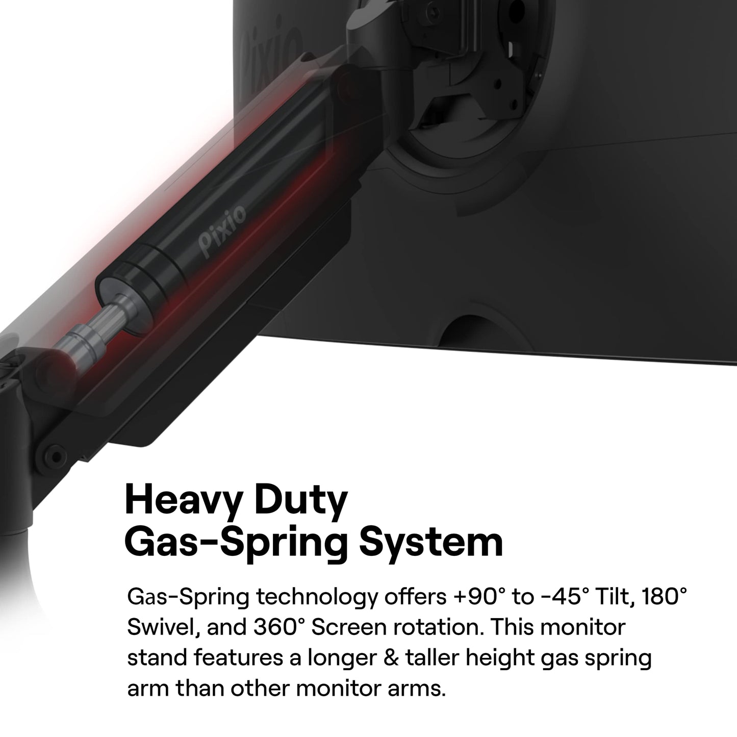 Pixio PS2S Ultrawide Heavy-Duty Premium Single Monitor Arm Stand Desk Mount - Fits up to 49 inches Monitors, Weights up to 39lbs Flat / 31lbs Curved