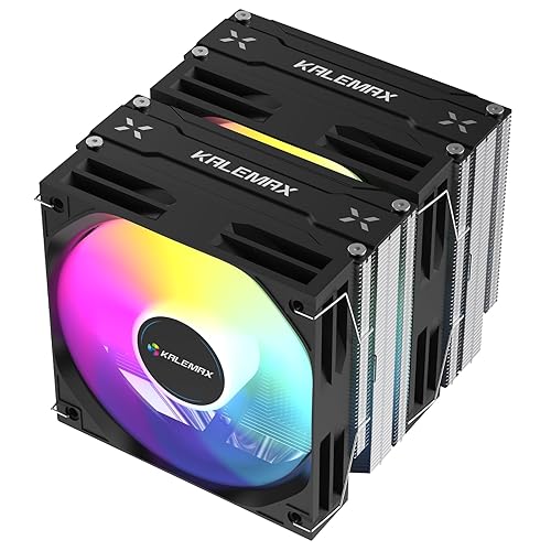 Kalemax CPU Cooler, Dual-Tower, 6×6mm Heat Pipes CPU Cooling, Dual 120mm ARGB PWM Fans, 2000RPM Speed, for AMD AM4/AM5/; Intel LGA