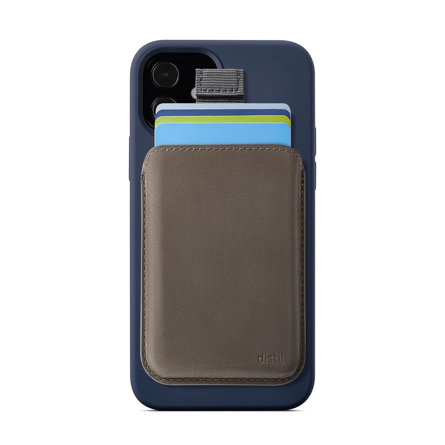 Distil Union Wally Junior | Apple MagSafe-Compatible Wallet, Leather Card Holder for iPhone, with Quick Access Pull-Tab