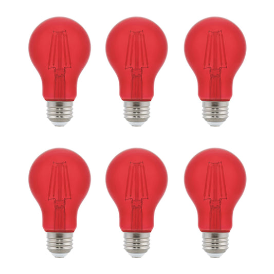 Westinghouse Lighting 5330020 4.5 Watt (40 Watt Equivalent) A19 Red Filament LED Light Bulb, Medium Base, 6 Pack