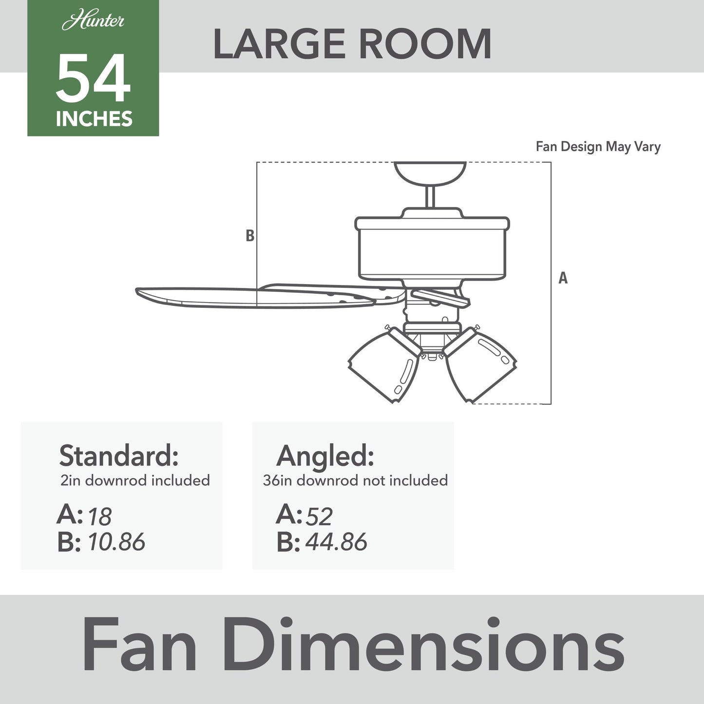 Hunter Fan 54 Inch Traditional Matte Black Finish Indoor Ceiling Fan With LED Light Kit and Pull Chain (Renewed)