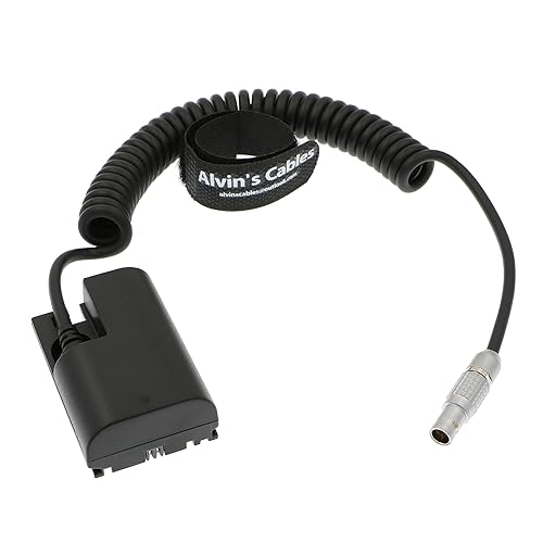 Alvin's Cables LP E6 Dummy Battery to 2 Pin Male Power Coiled Cable for Canon 5D