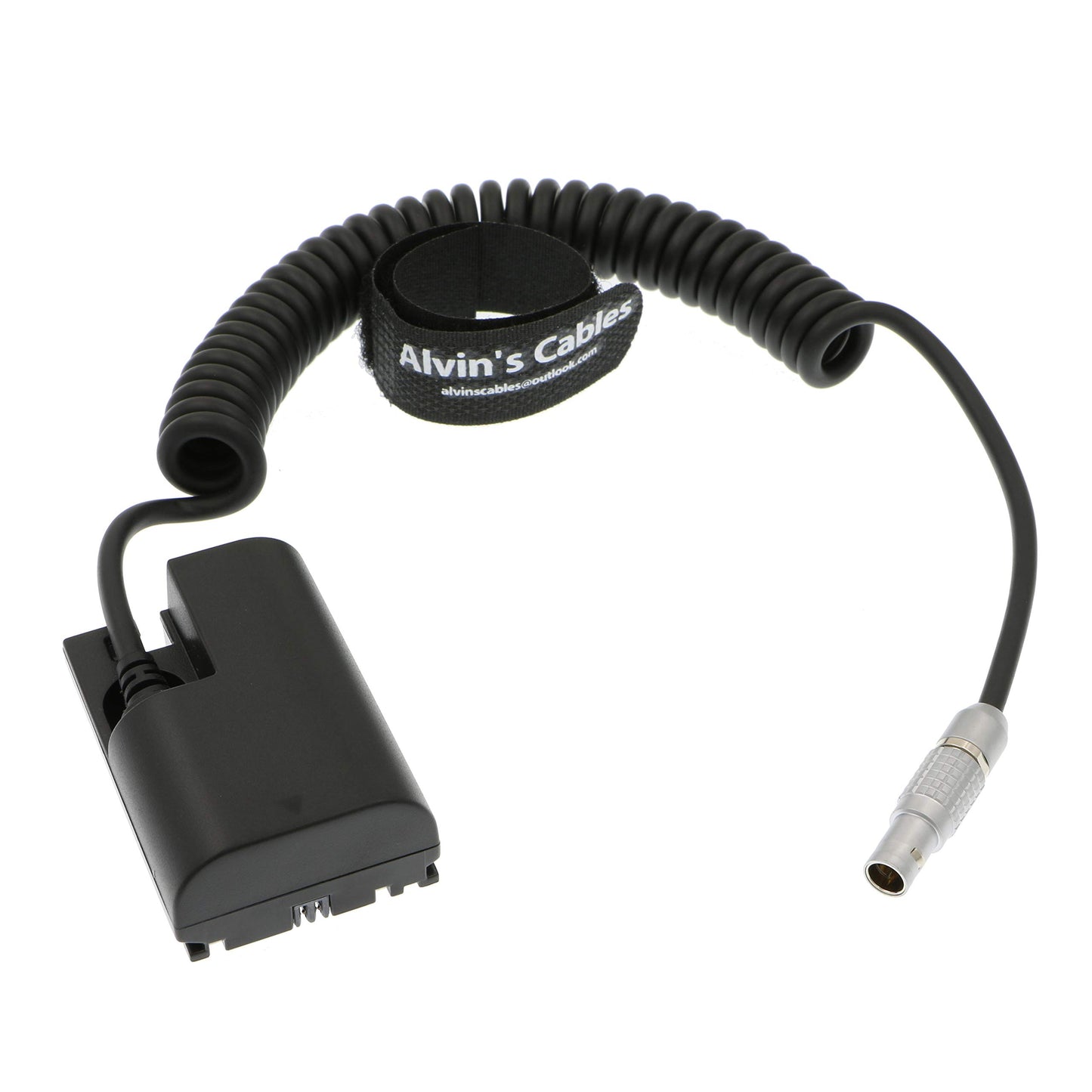 Alvin's Cables LP E6 Dummy Battery to 2 Pin Male Power Coiled Cable for Canon 5D