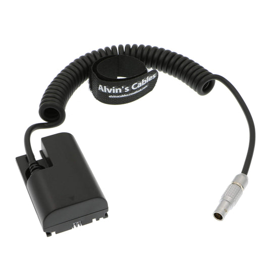 Alvin's Cables LP E6 Dummy Battery to 2 Pin Male Power Coiled Cable for Canon 5D