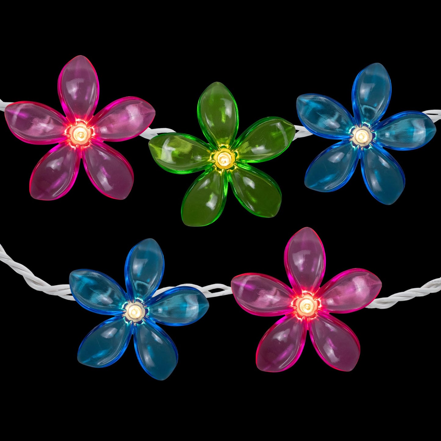 Northlight Flowers Indoor Outdoor Patio Light Set - 9' White Wire - 10ct