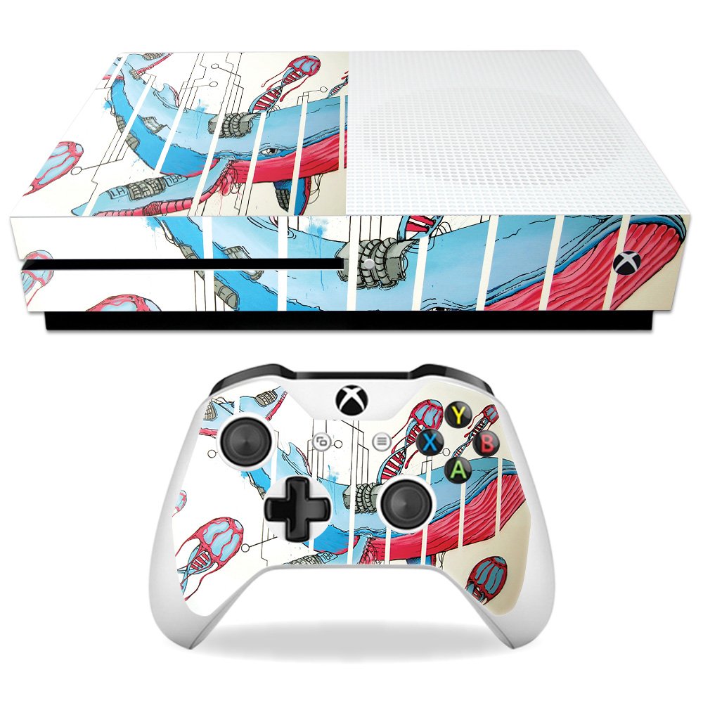 MightySkins Skin Compatible with Microsoft Xbox One S - Robo Whale | Protective, Durable, and Unique Vinyl Decal wrap Cover | Easy to Apply, Remove