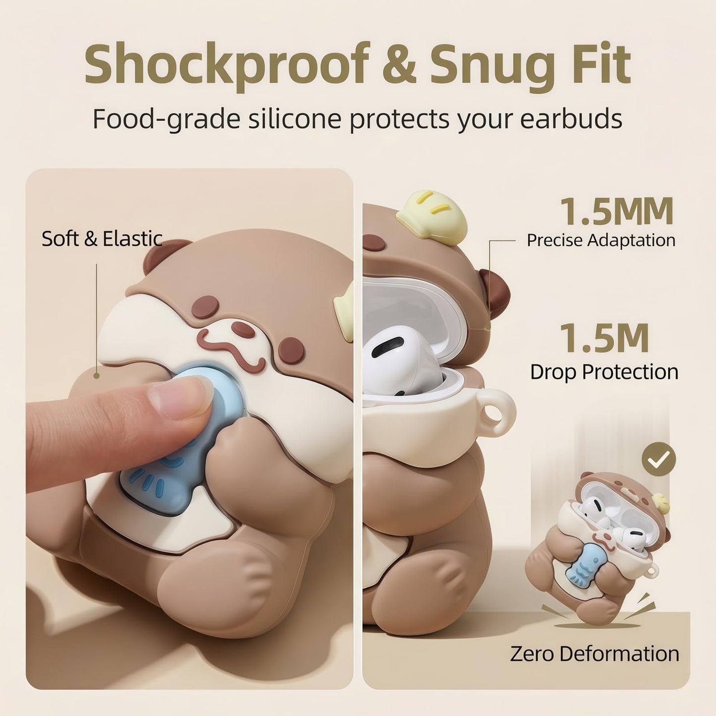 Rertnocnf Case Compatible with AirPods Pro 3 2025, Cute Kawaii Otter Design Case Cover, Portable Soft Silicone Wireless Charging Earphone Shockproof