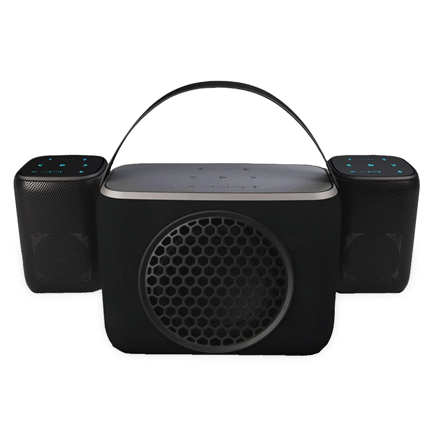 Rocksteady Stadium Portable Bluetooth Speaker and Subwoofer Combo - Up to 100 Foot Range - Up to 30 Hour Battery Life | 2 Speakers + 1 Subwoofer