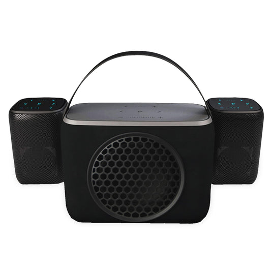Rocksteady Stadium Portable Bluetooth Speaker and Subwoofer Combo - Up to 100 Foot Range - Up to 30 Hour Battery Life | 2 Speakers + 1 Subwoofer