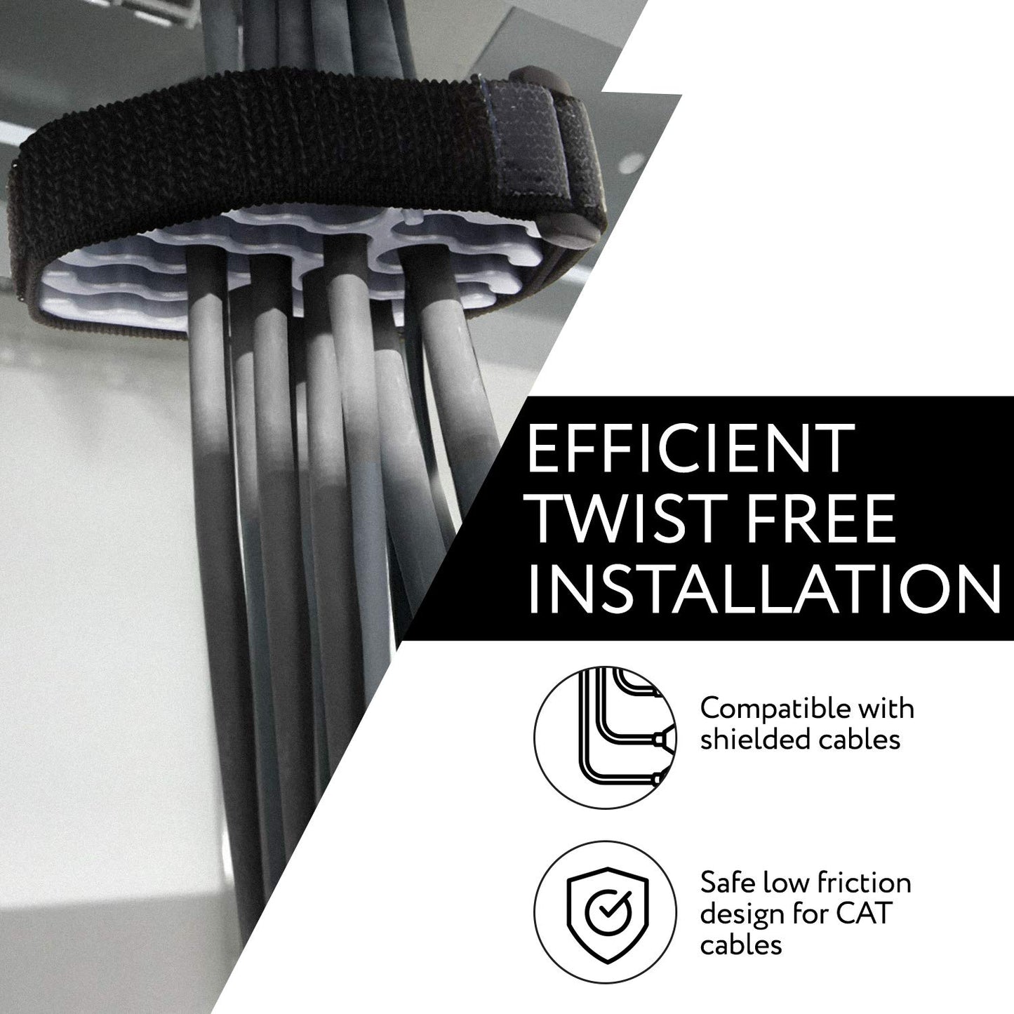 IMPRESA Cable Comb Organizer Kit - Black, Grey, Zip Style Wire Management Tools for Network & Office Setup - Cat6a Cable Combs for Data Center & 24