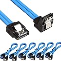 Relper-Lineso 6 Pack 90 Degree Right-Angle SATA III Cable 6.0 Gbps with Locking Latch 18Inch (6X Sata Cable Blue)