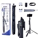 61" Selfie Stick Tripod with Wireless Remote - 360° Rotating Phone Tripod Stand, Foldable & Portable Design - Compatible with Smartphones, GoPro