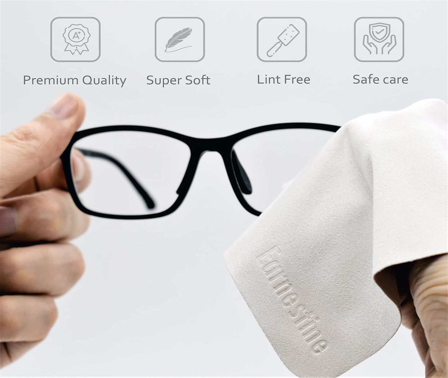 Earnestine Nice Soft Suede Fabric 10 Pack 6" x 7" Premium Eyeglass Cleaning Cloth, Safe No Color Bleeding Thick Glasses Cloth, Microfiber Eyeglass