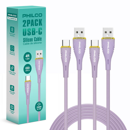 Philco USB to USB C Cable, 20W Type C Fast Charging, Soft-Touch Silicone Cord, Durable, Tangle-Free Power Cable for MacBook, iPhone 16, iPad, Samsung