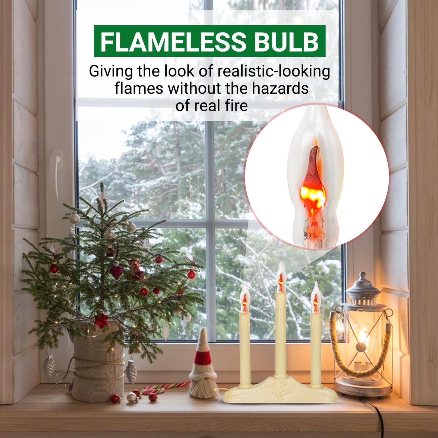 Tupkee C7 Flickering Flame Tip Bulb, E12 Base 1W Flicker Night Light Bulb
