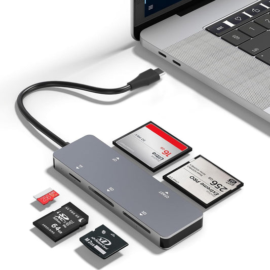 CFast Card Reader, USB C CFast 2.0 Card Reader 5Gbps 5-in-1 Memory Card Reader for CF/SD/Micro SD(TF)/XD Cards, Simultaneous Read & Write 5 Cards