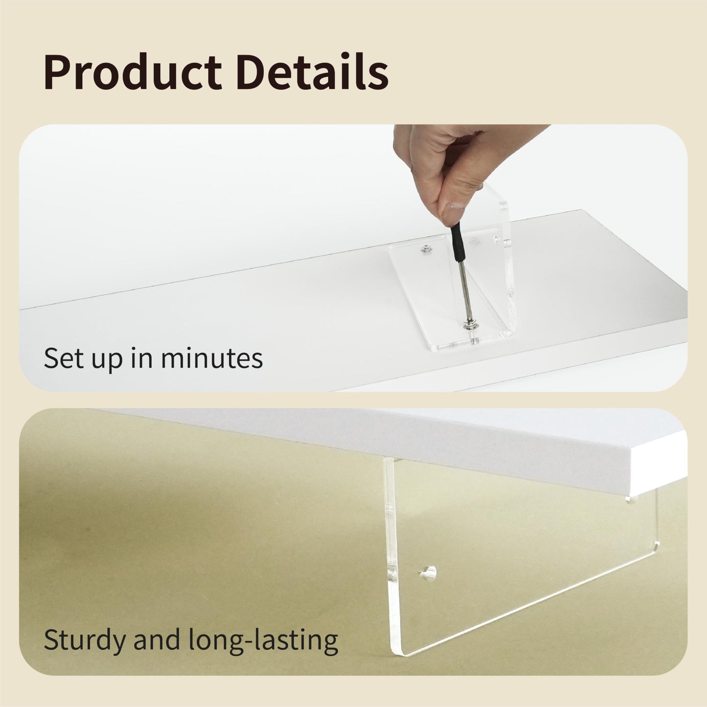 seicasaya Wood Monitor Stand Riser with Acrylic Legs, Computer Screen Stand Desk Organizer, 31.5 x 7.9 x 3.1 inch, Hold up to 66 lbs (White