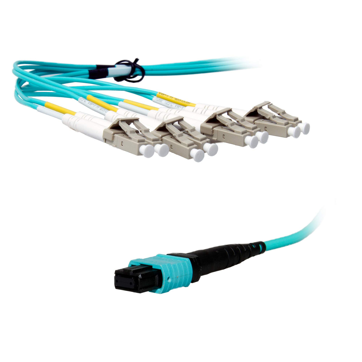 CableWholesale MTP/MPO to 4 Duplex LC OM3 Plenum 40G Breakout Cable, 3m