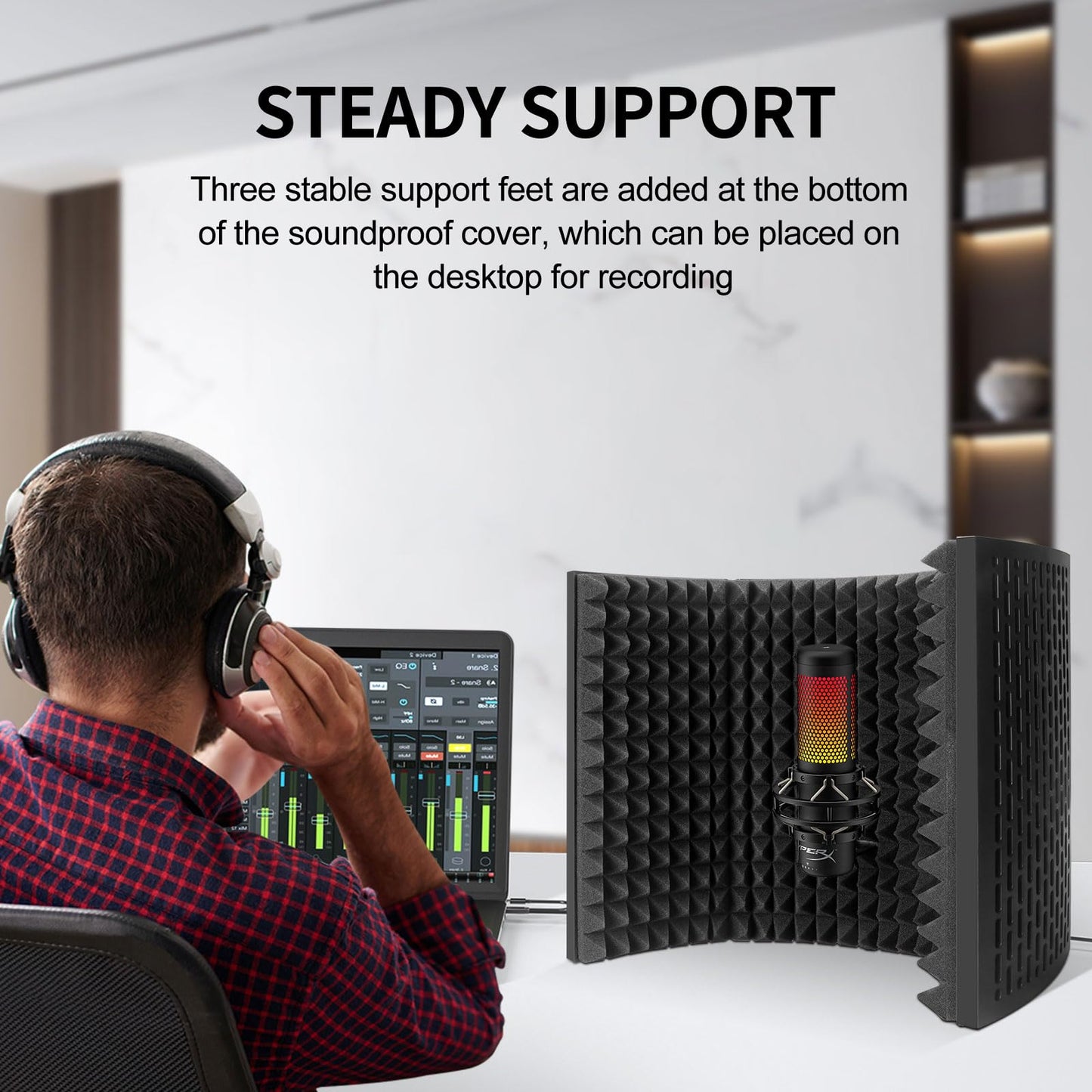 Aokeo Professional Studio Recording Microphone Isolation Shield,Suitable for Blue Yeti and Any Condenser Microphone Recording Equipment?AO-403?