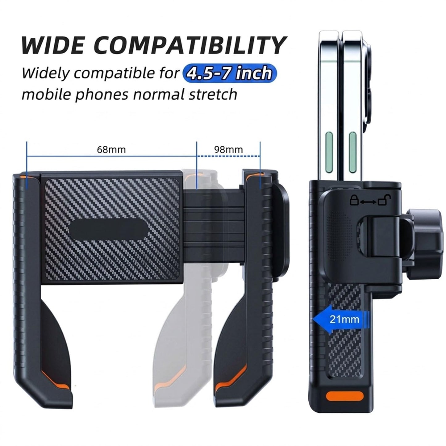 xik Phone Mount Holder with Double Adjustable arm for Boat Kayak Car Truck UTV - Round AMPS Base, [1s Lock & Release][360°Adjustable], Fits 4.7"-7.2"