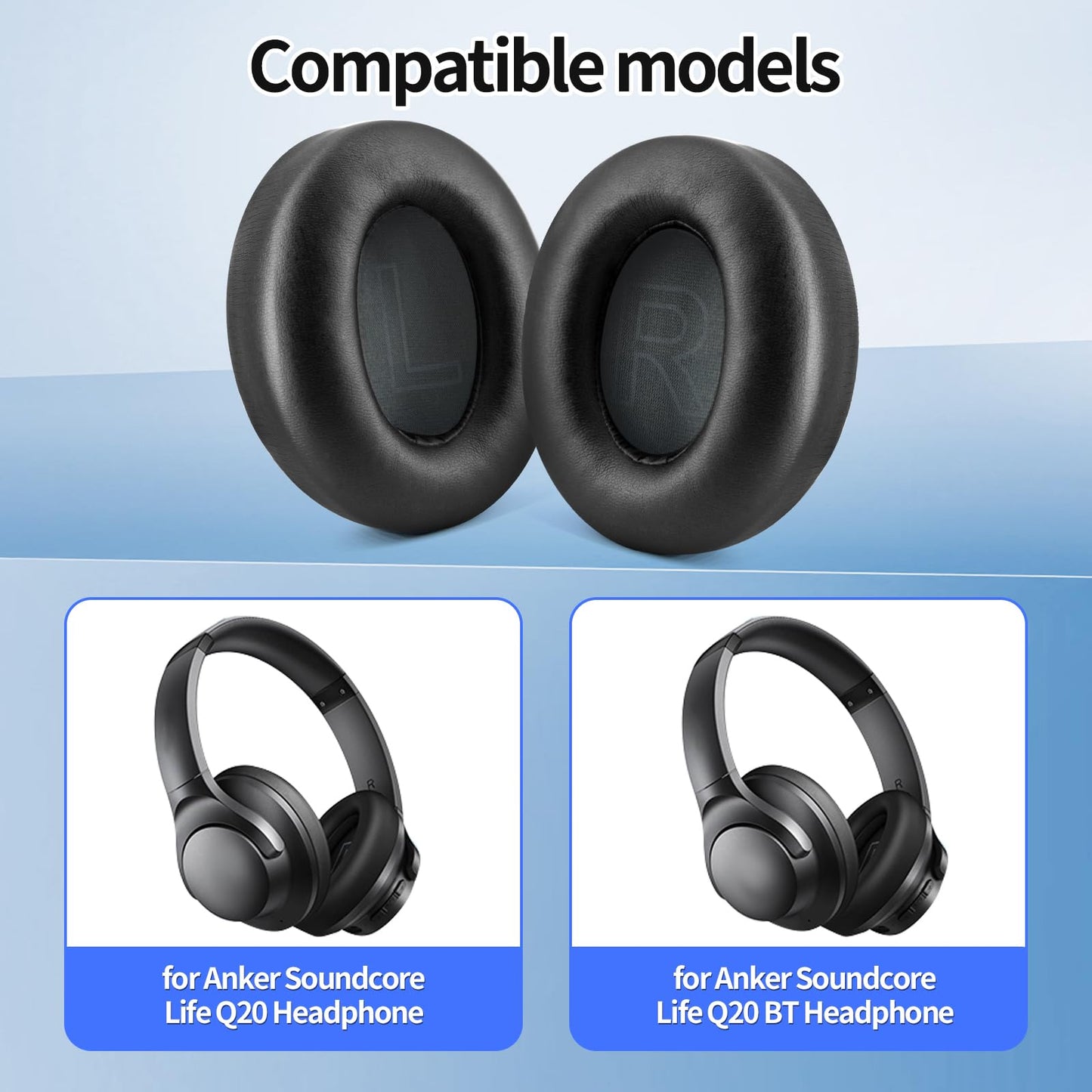 ZLiT Earpads for Anker Life Q20 Q20 BT Headphone Ear Cup Replacement Ear Pads Cushions Earmuffs Pads(Black)