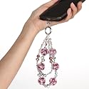 DYLWMYRL phone chain Anti-Lost Handmade Burgundy Rose Beaded Wristlet, Luxury Crystal Pearl Strap for Women, Detachable Design Compatible with Most