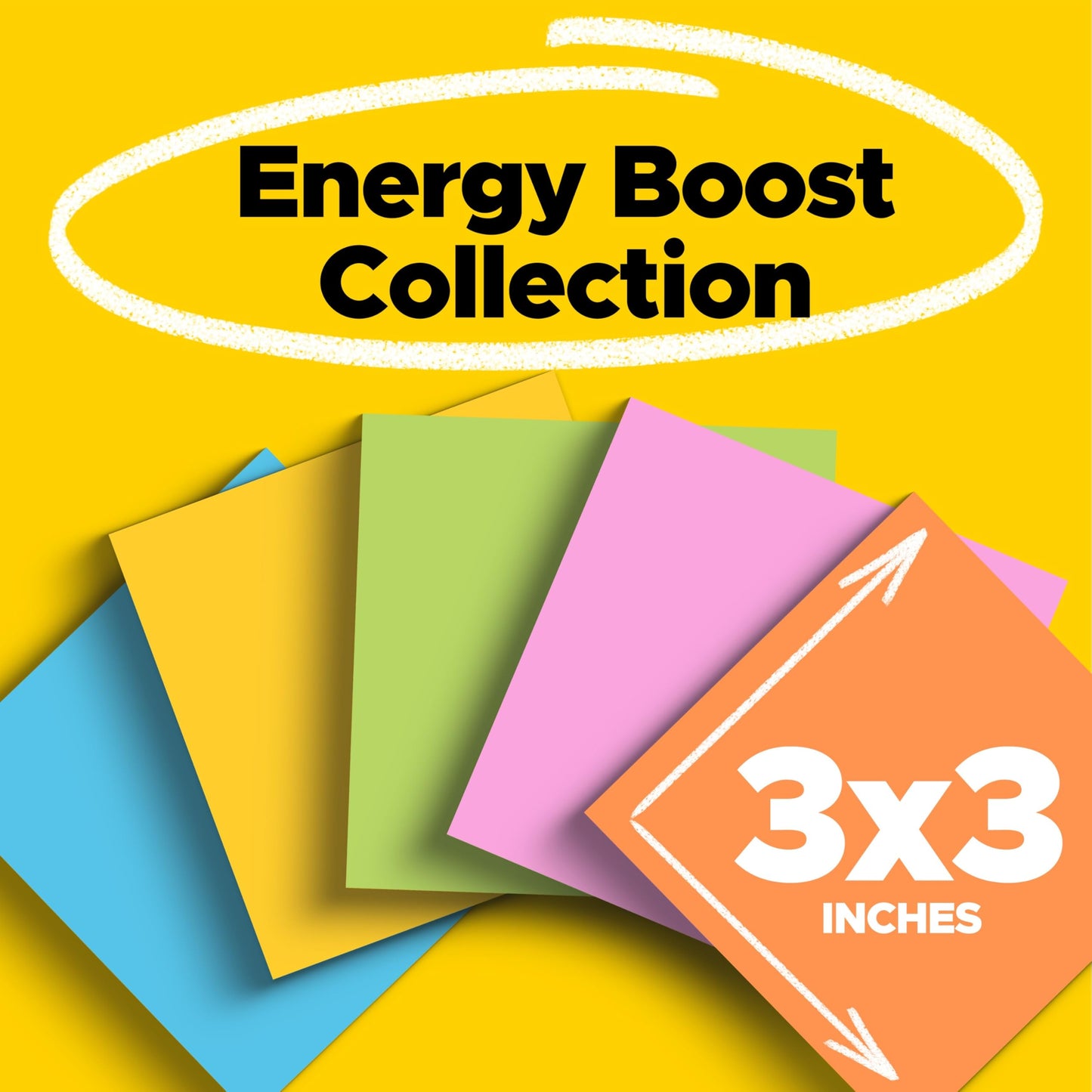 Post-it Super Sticky Notes, 3 x 3 in, Neon Fizz, 6 Pads, 70 Sheets/Pad