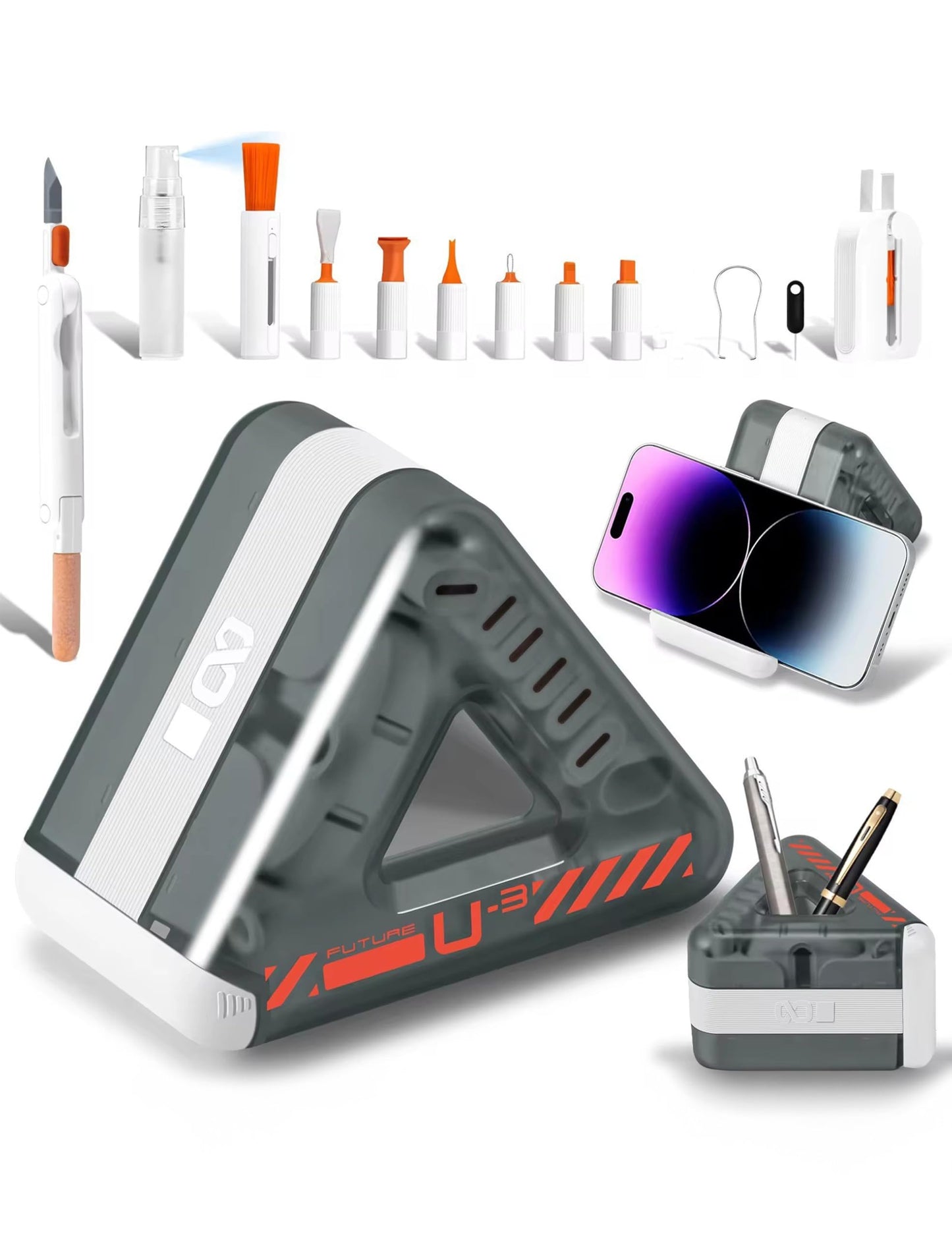 Laptop, Phone, and Electronics Cleaning Kit with Spray, Microfiber Cloth, Brush, 21 Tools (Triangle)