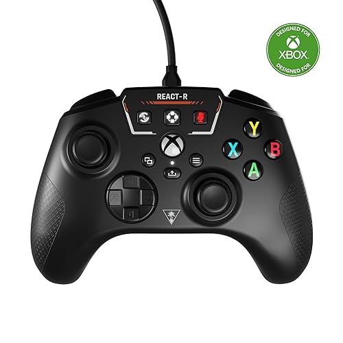 Turtle Beach REACT-R Wired Game Controller - Officially Licensed for Xbox Series X & S, Xbox One, and Windows 10|11 PC’s - Black