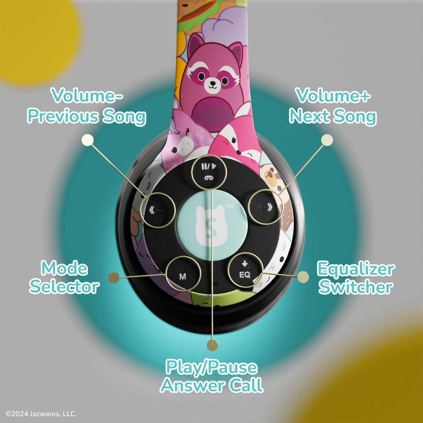 iJoy Squishmallows Bluetooth Over-Ear Headphones- Wireless Foldable Headset Squishmallows Gifts for Girls, Boys, Women, Men and All Squish Squad Fans
