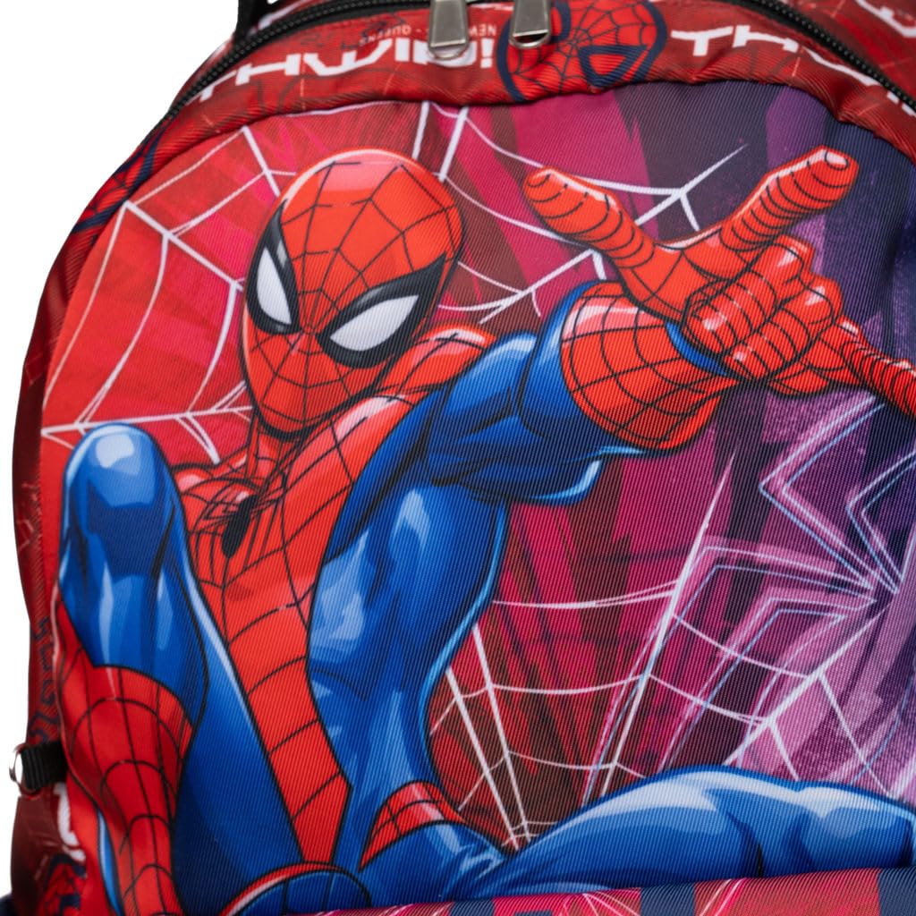 Wondapop Marvel Spider-Man 15.5 Inch Deluxe Nylon Backpack, Kids School Bag with Laptop Sleeve & Pockets
