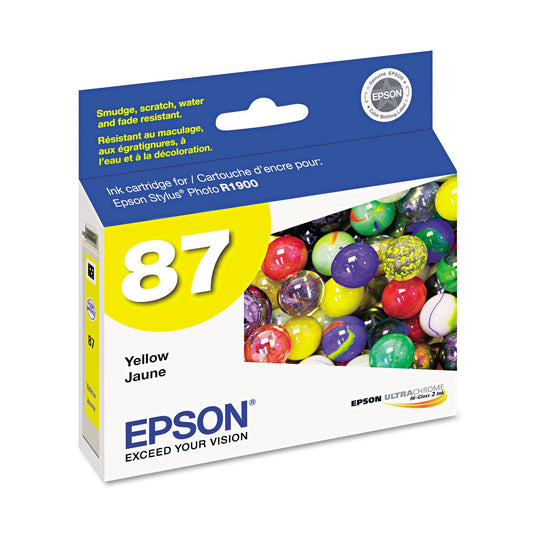 Epson T0874II0 (87) UltraChrome Hi-Gloss-2 Ink Cartridge (Yellow) in Retail Packaging