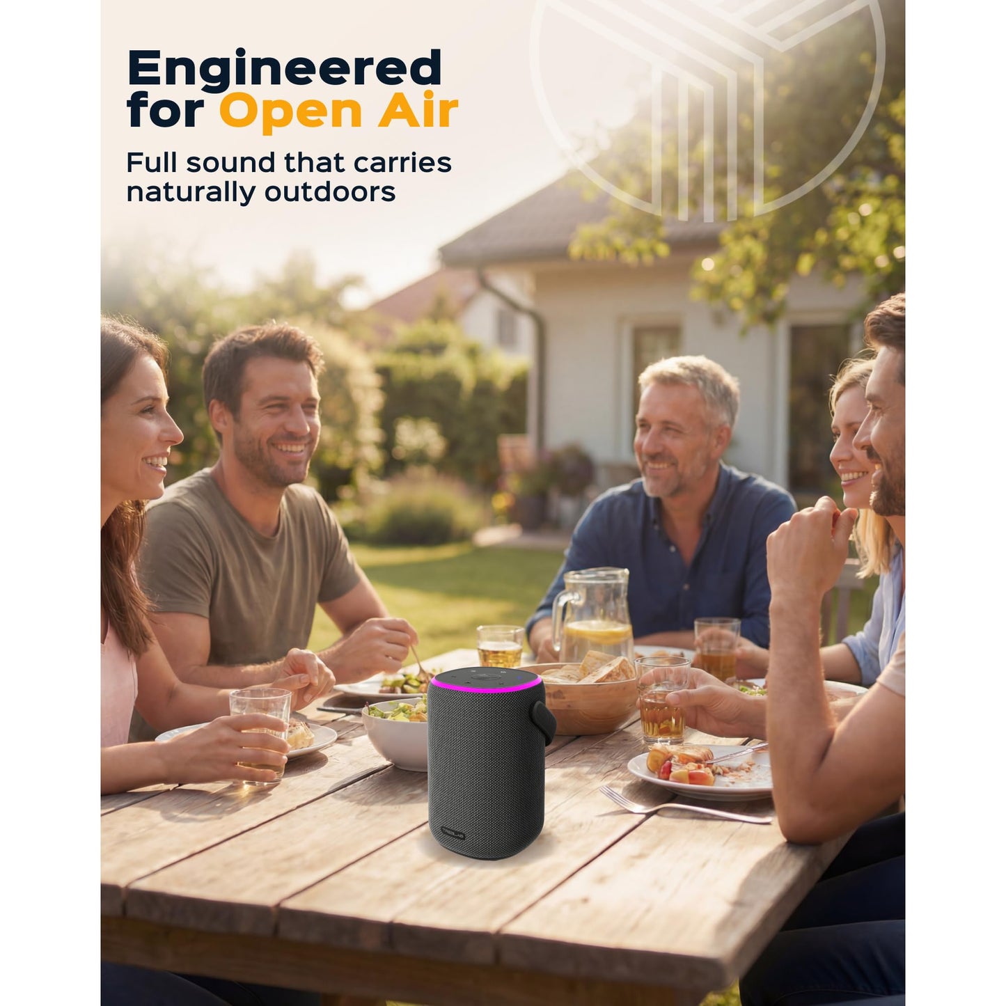 TREBLAB Portable Outdoor Bluetooth Speaker, 40W, IPX6 Waterproof, 18-Hour Battery, TWS Stereo Pairing, USB-C, Built for Active Days - Move Power