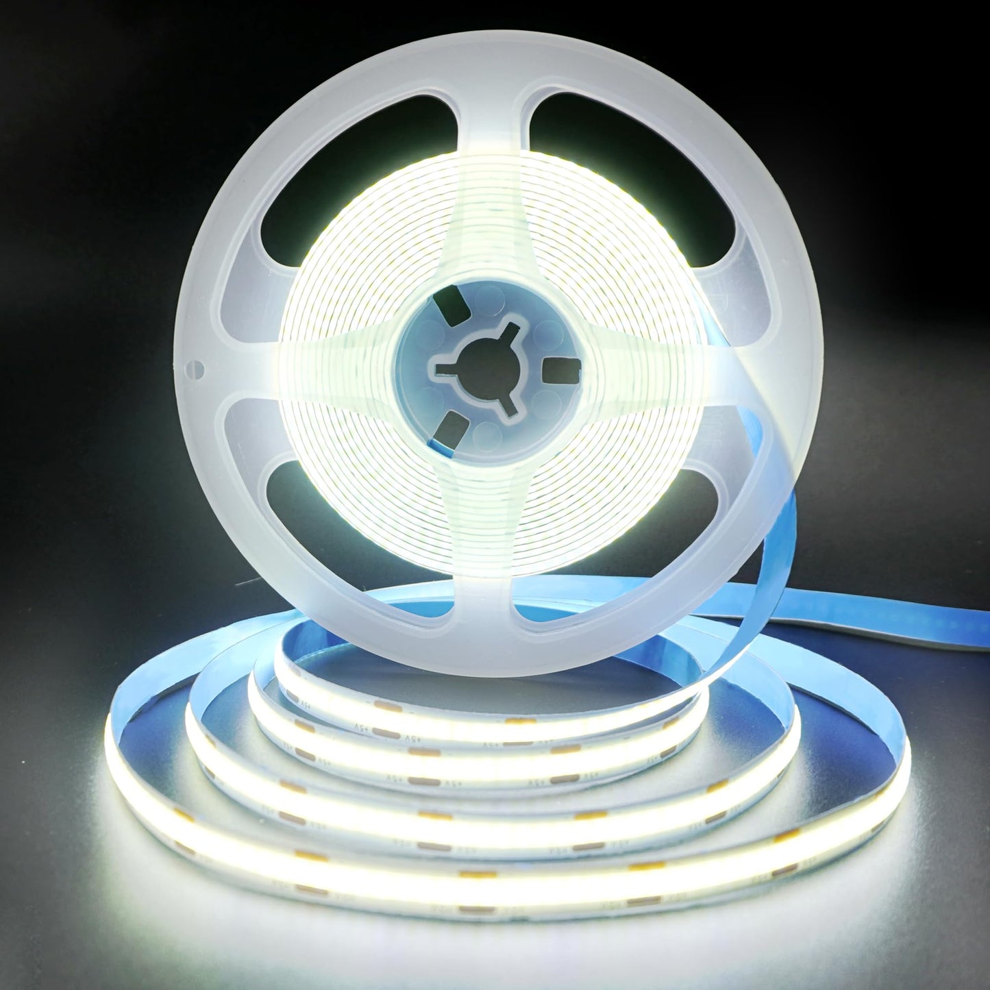 Clearhill 2PACK 5V USB COB LED Strip Lights with Dimmable Switch,16.4FT/5M,Cool White 6500K,320LEDs/M,8mm Width,Not Waterproof IP20,1.5M USB Switch