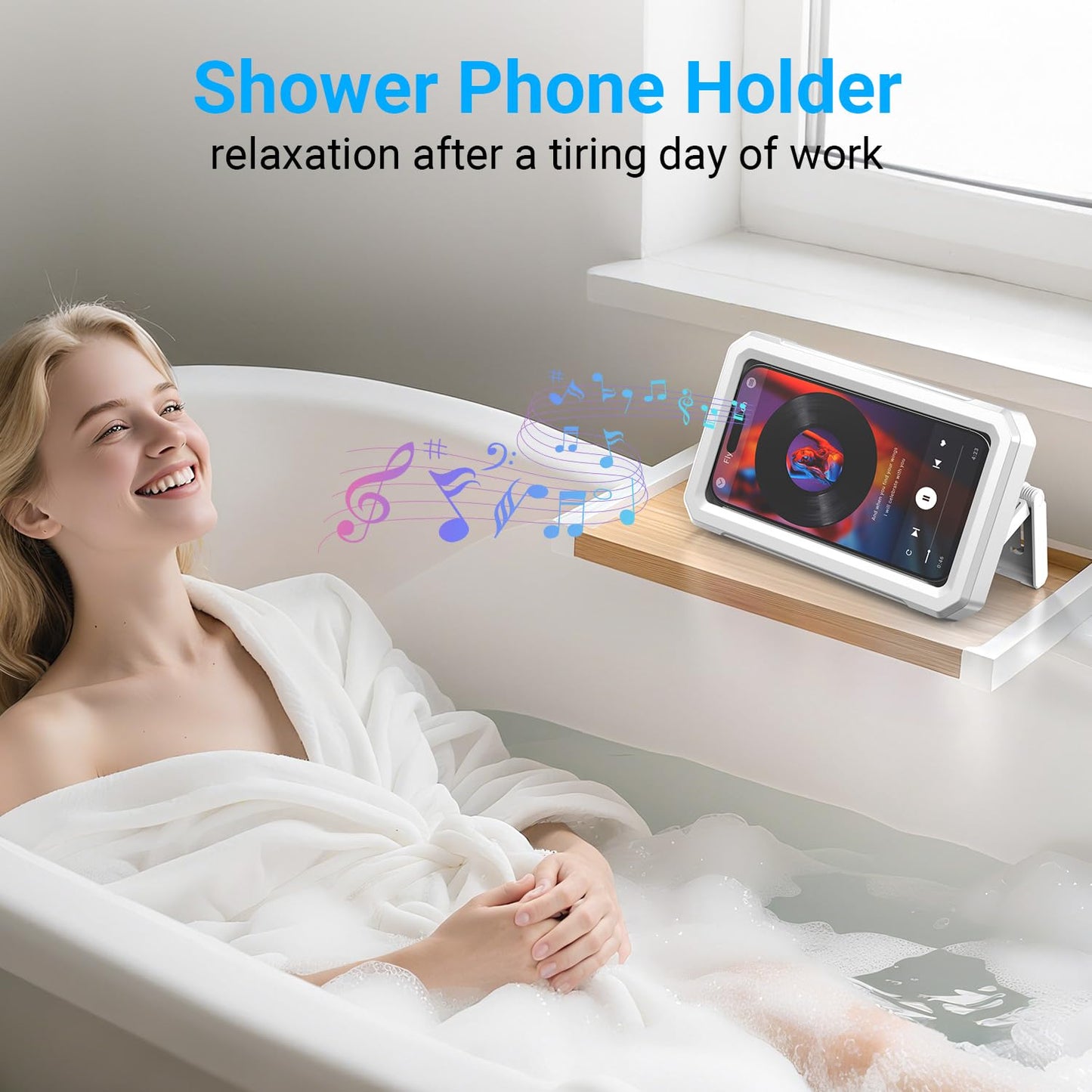 Coolpow Shower Phone Holder Waterproof?480°Rotatable? Retractable Adjustable Shower Phone Case Shower Bathroom Wall Phone Mount Stand Water Proof Anti