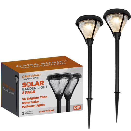 Gama Sonic Premier Outdoor Pathway Garden Landscape Light with 2 Color LEDs, Warm White and Bright White, Black, Heavy Duty Cast Aluminum, 50 Lumens