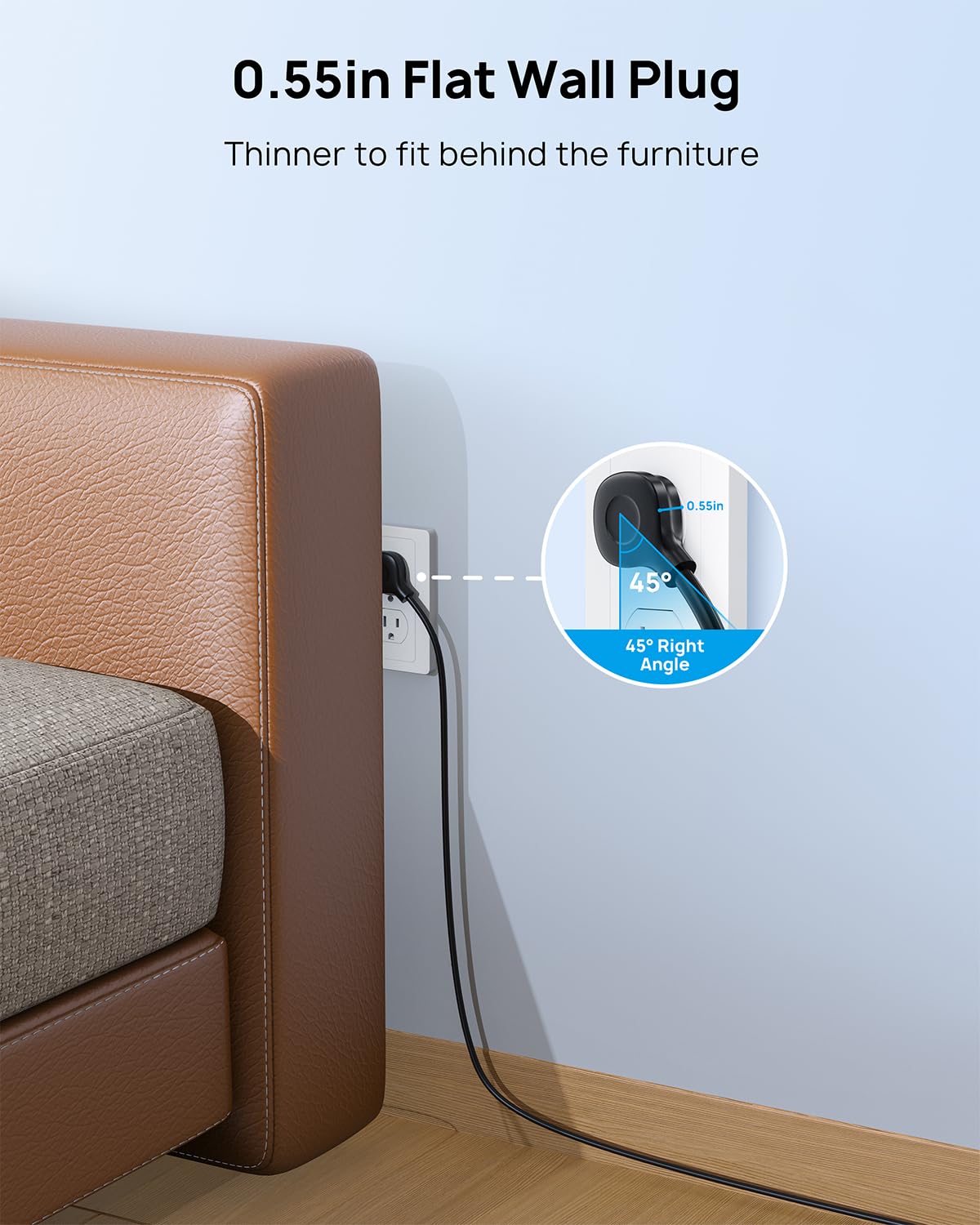 TROND Long Extension Cord 15 FT, ETL, Surge Protector Power Strip with 12 AC Outlets and 4 USB Ports, Flat Plug Power Strip, 4000J, Wall Mount