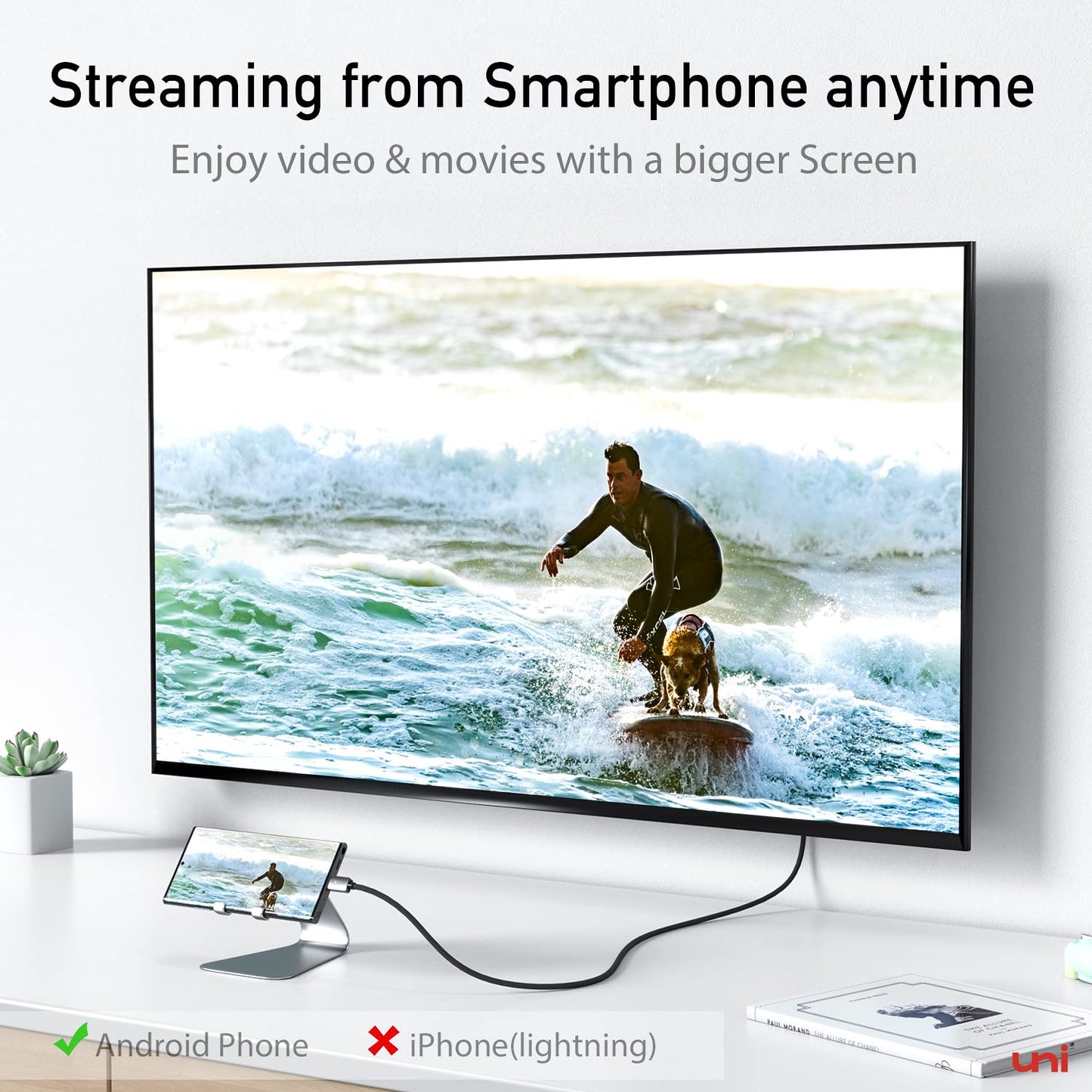 uni USB C to HDMI Cable, [4K, High-Speed] USB Type C to HDMI Cable for Home Office, [Thunderbolt 3/4 Compatible] with Chromebook, MacBook Pro/Air