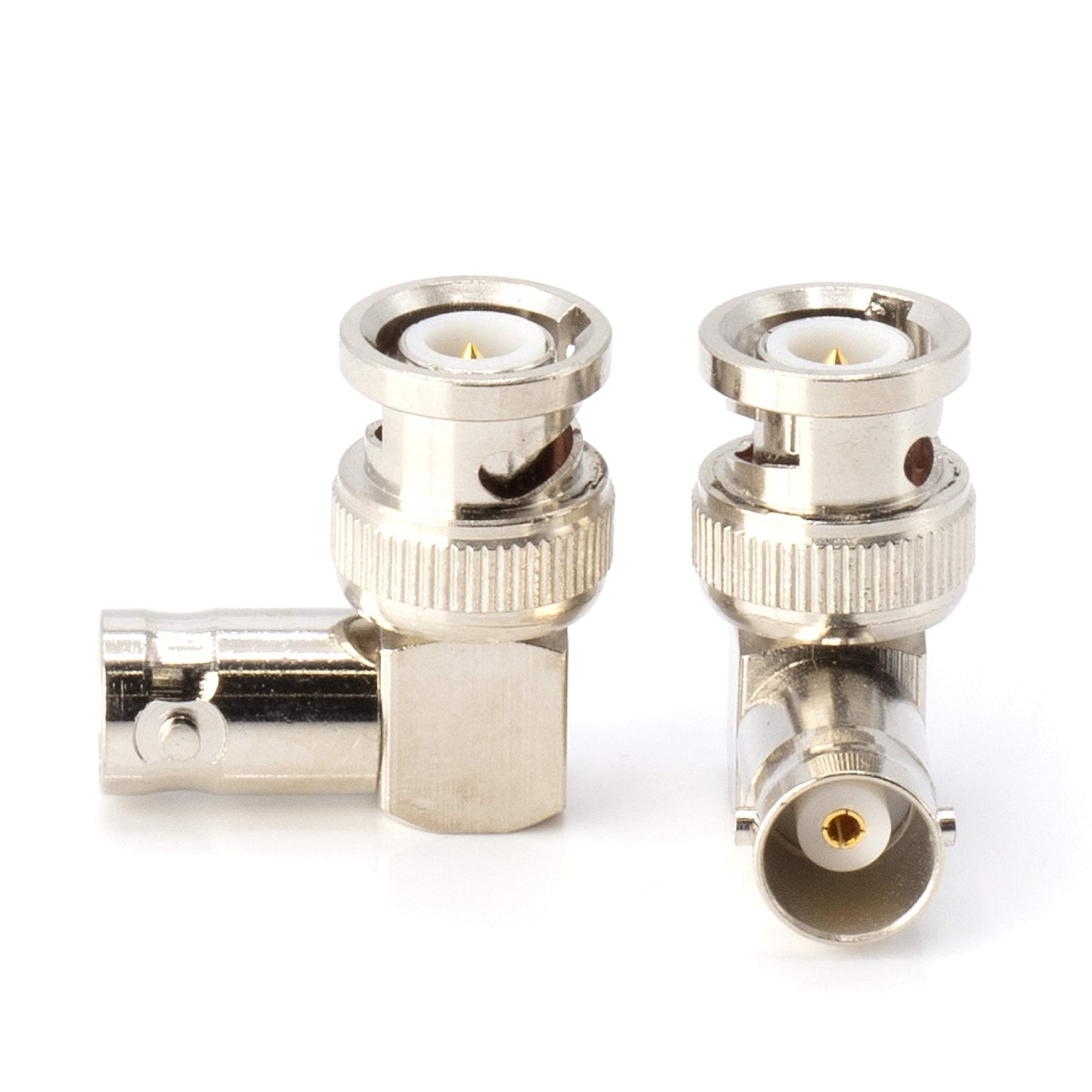 THE CIMPLE CO - BNC 90-Degree Adapters for Coaxial Cable - Elbow Couplers with Male Input to Female Output - Right-Angle Connectors for 50 and 75 Ohm