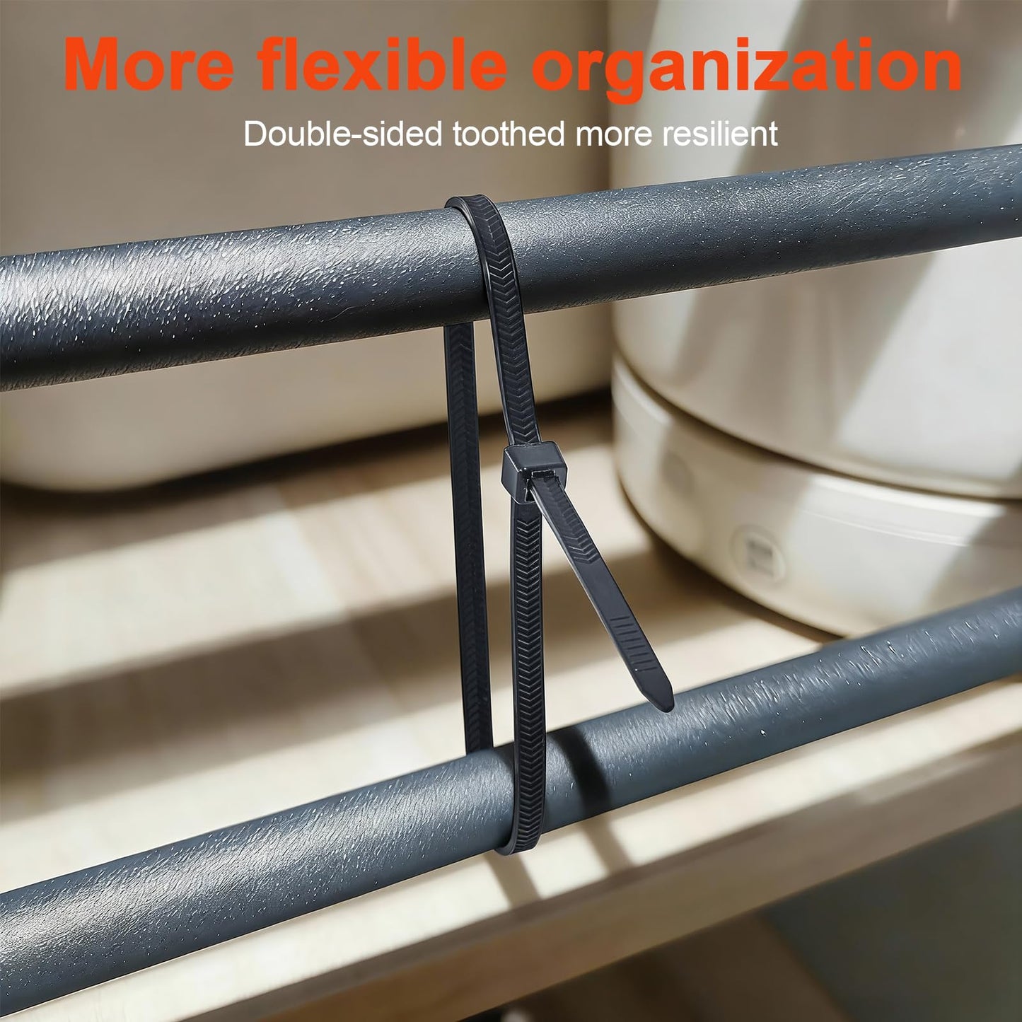 Zip Ties Assorted Size,8+12+14 Inch V-Shaped Toothed Double Sided Toothed,100 LBS Tensile Strength Heavy Duty Cable Wire Ties More Durable Nylon Tie