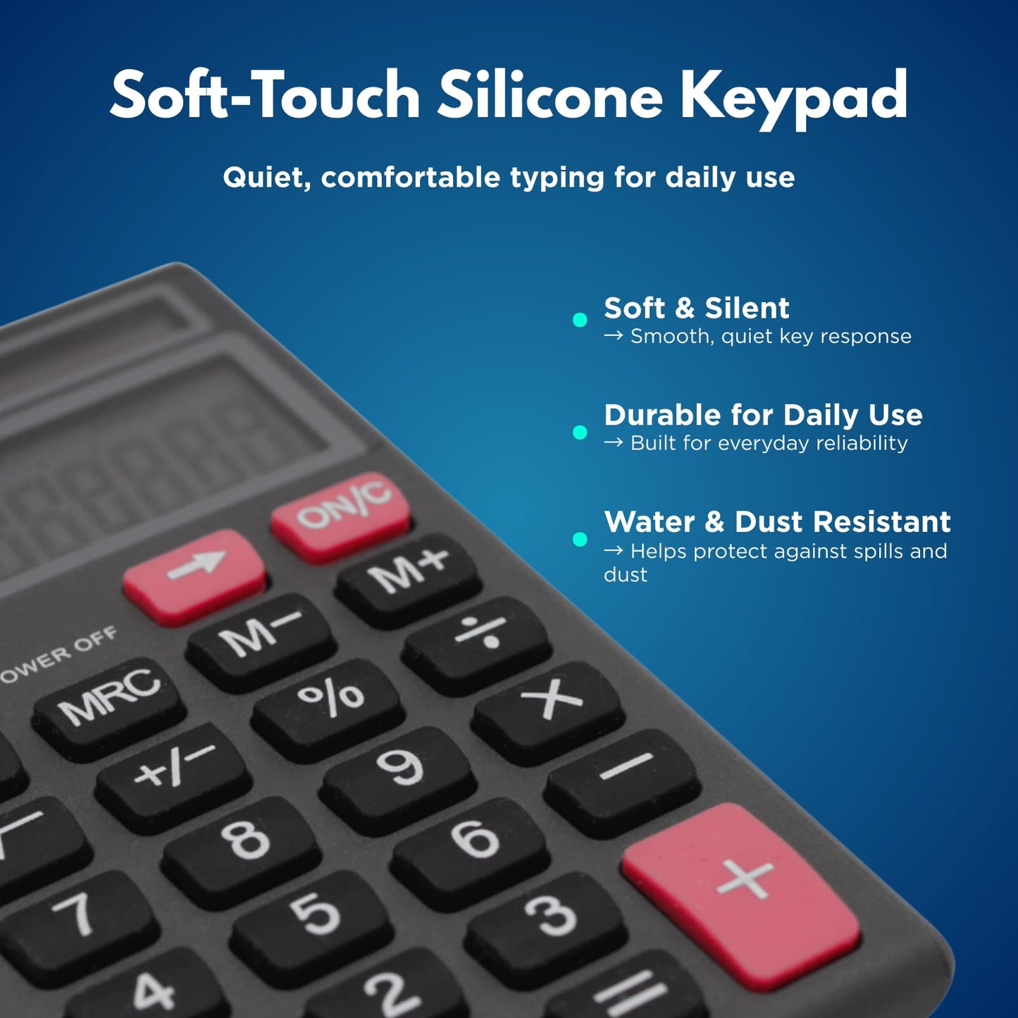 TRULY Pocket Calculator, 10-Digit Solar Calculator with Dual Power, Big Buttons, Auto Power Off, Compact Mini Calculator with PU Leather Case