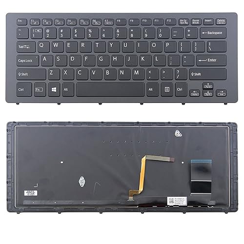 ndliulei New Laptop Backlit Keyboard (with Frame) Replacement for Sony Vaio Fit 15A Multi-flip PC, US Layout, Black Color