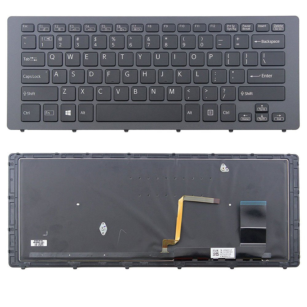 ndliulei New Laptop Backlit Keyboard (with Frame) Replacement for Sony Vaio Fit 15A Multi-flip PC, US Layout, Black Color