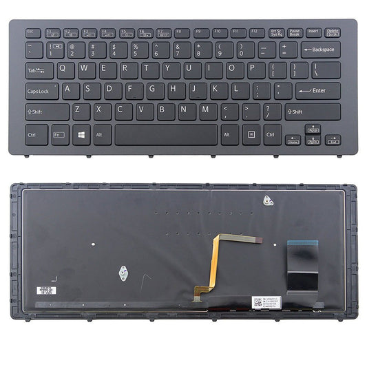 ndliulei New Laptop Backlit Keyboard (with Frame) Replacement for Sony Vaio Fit 15A Multi-flip PC, US Layout, Black Color