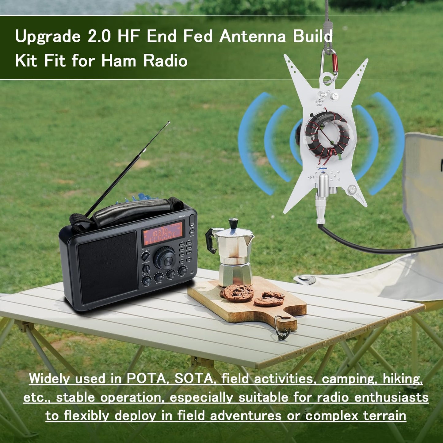 End Fed Half Wave Antenna for Ham Radio, 49:1 & 9:1, Includes Wires