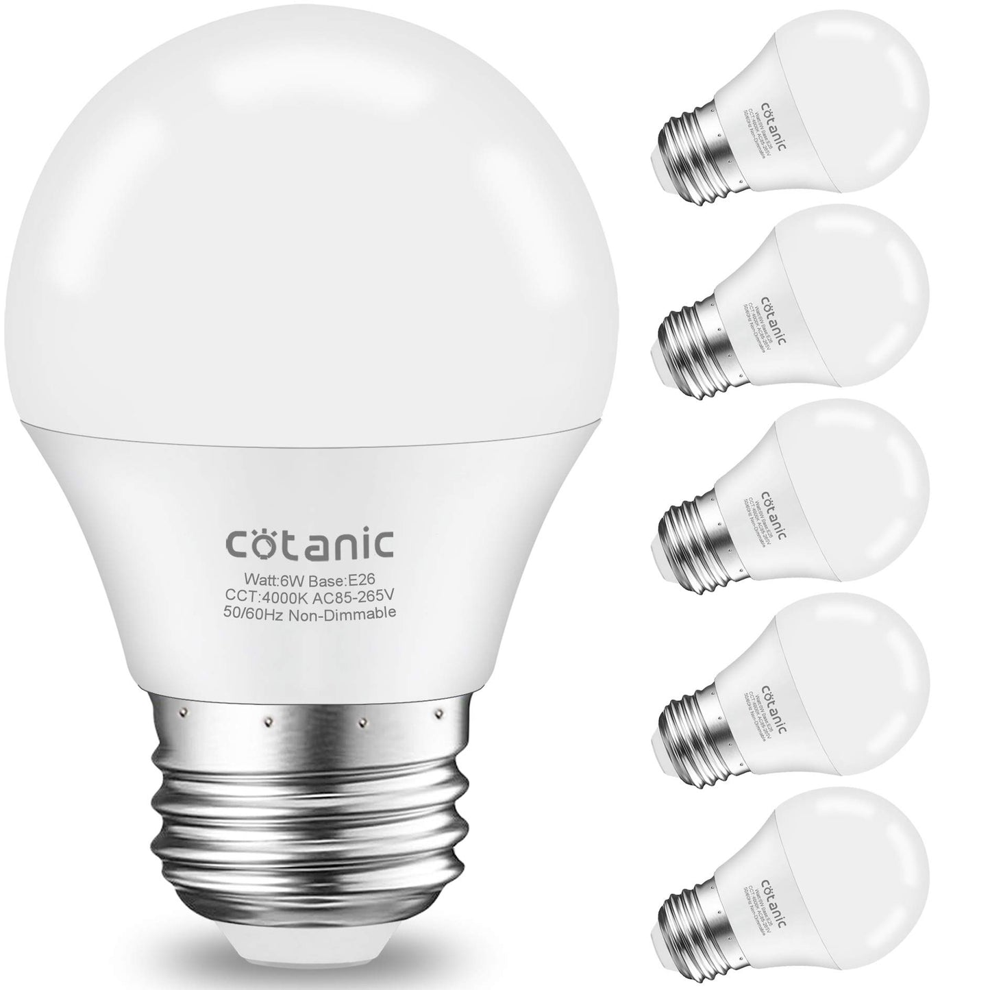 Cotanic E26 Base LED Ceiling Fan Light Bulbs 4000K Natural Daylight 60W