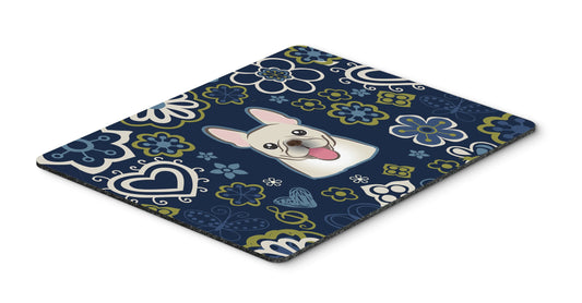 Caroline's Treasures BB5089MP Blue Flowers French Bulldog Mouse Pad, Hot Pad or Trivet for Home Office Gaming Working Computers Laptop Mouse