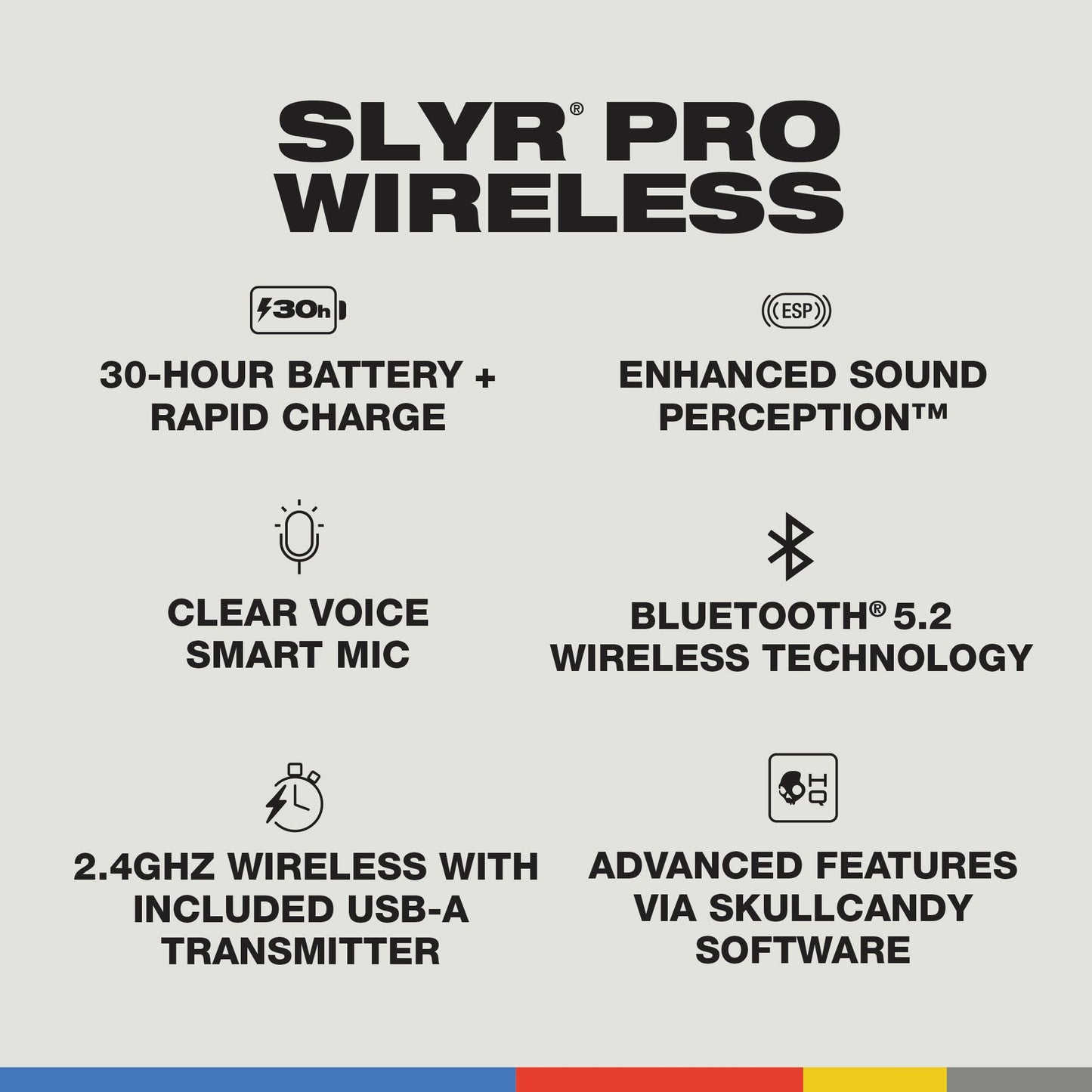 Skullcandy SLYR Pro Wireless Multi-Platform Gaming Headset, Bluetooth Headphones, Up to 24 Hrs Battery, PC, PlayStation, Nintendo Switch, 2.4GHz Low