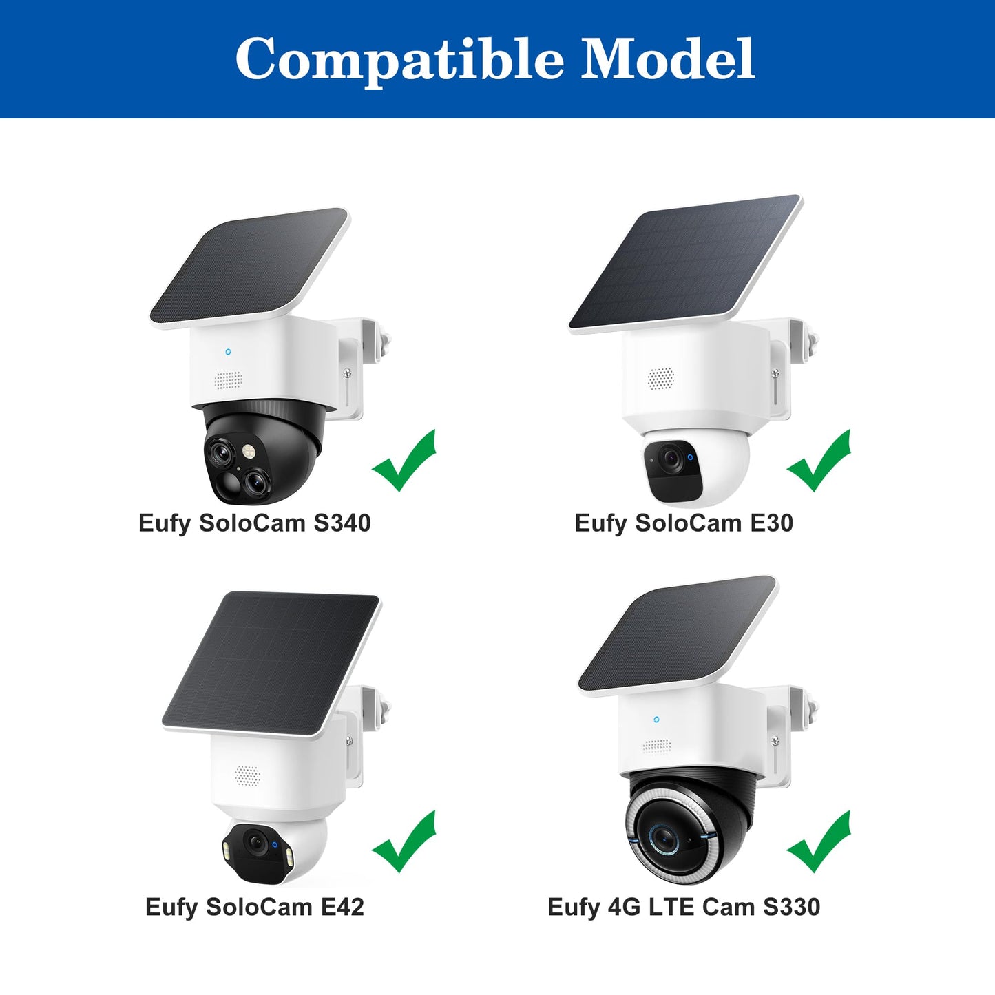 2 Pack Gutter Mount Bracket for Eufy Security SoloCam S340/E30/E42 and 4G LTE Cam S33, Stainless Steel Gutter Mount for Solar Security Camera