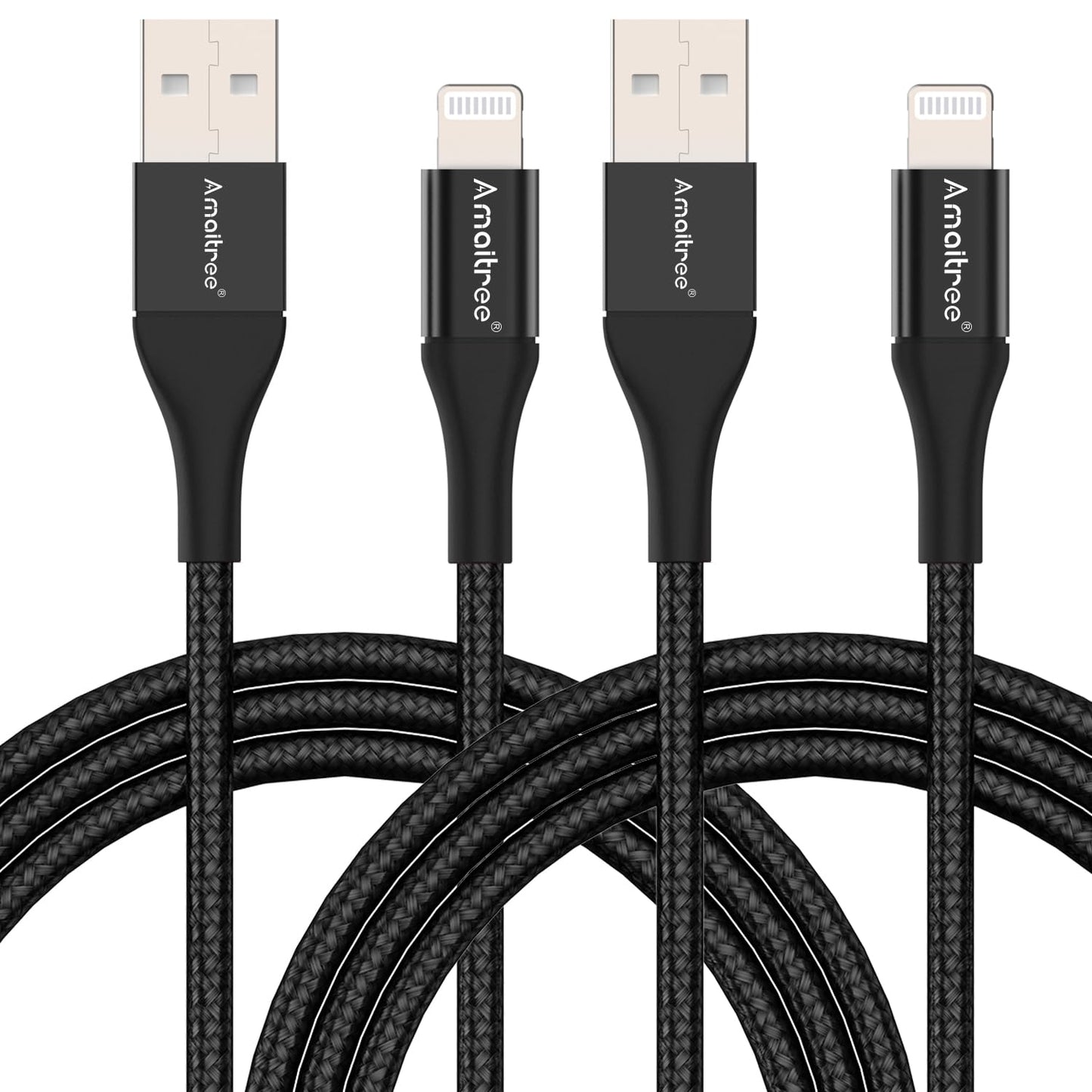 Amaitree Lightning Cable, [Apple MFi Certified] 4Ft 2Pack Fast Charging iPhone Lightning Woven Cable, 3A Lightning to USB Car Play Charging Data…